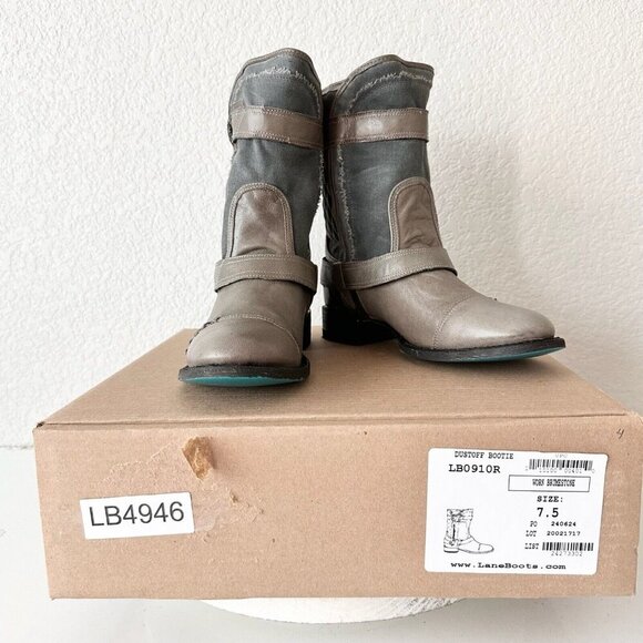 NEW Lane DUSTOFF Womens Cowboy Boots 7.5 Gray Western Cowgirl Ankle Short Bootie - Picture 11 of 12